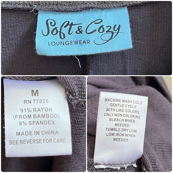 Soft & Cozy Loungewear V Neck Pocket Button Closure Robe Size Medium Gray Bamboo - Picture 7 of 8